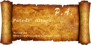 Petró Albert névjegykártya