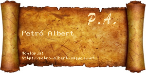 Petró Albert névjegykártya