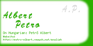 albert petro business card