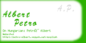 albert petro business card